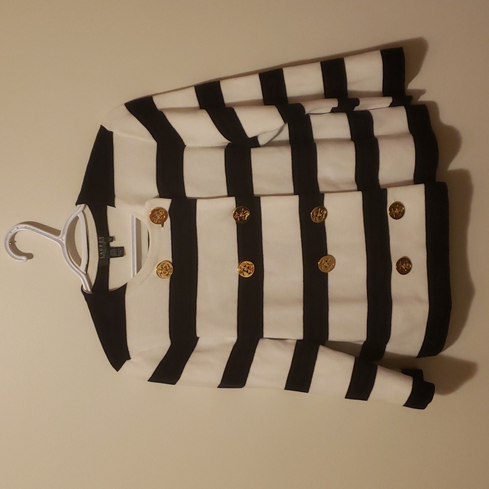 Lauren Ralph Lauren blue white stripe suit jacket size PL.
